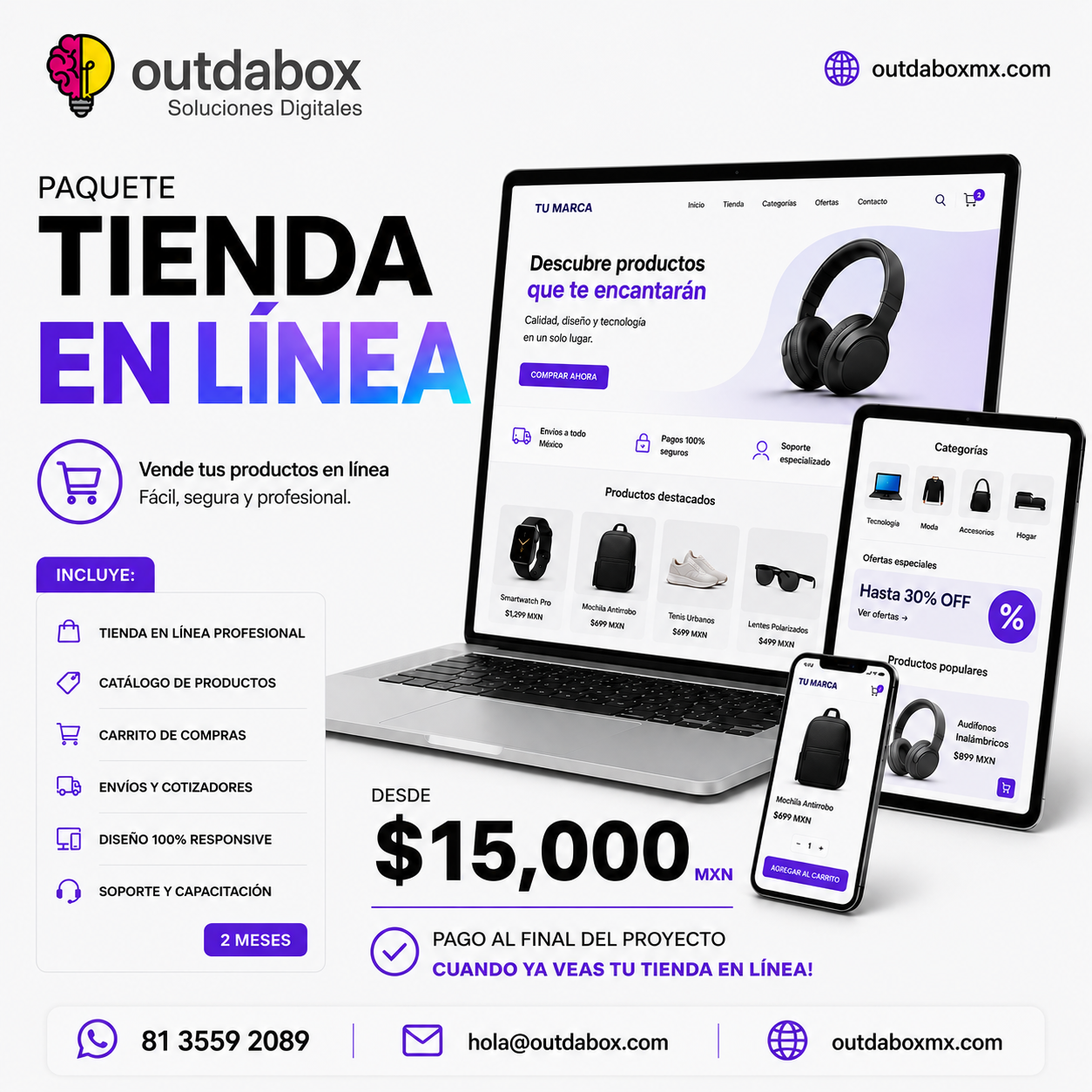 Paquete tienda en línea